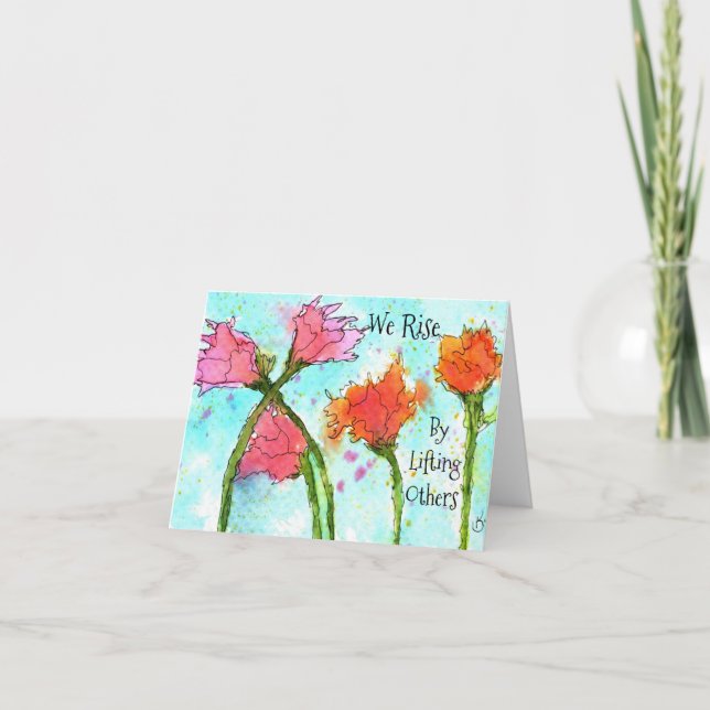 Grußkarte Rosa und orangefarbene Aquarellpinsel Karte (Vorderseite)
