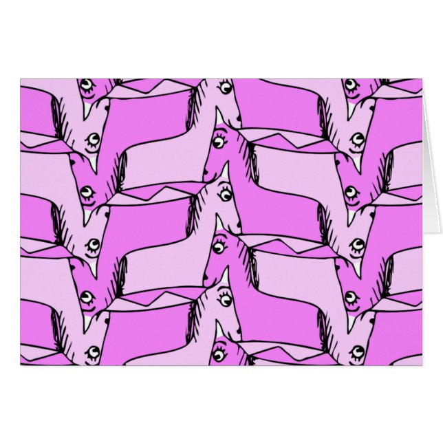 Grußkarte Rosa Unicorns (Vorderseite (Horizontal))