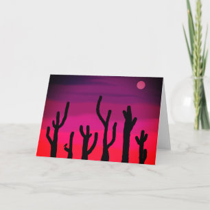 Grußkarte Saguaro Sonnenuntergang mit Schüssel Karte