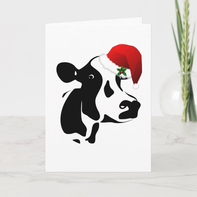 Grußkarte Santa Kuw Weihnachtskarte Feiertagskarte (Vorderseite)