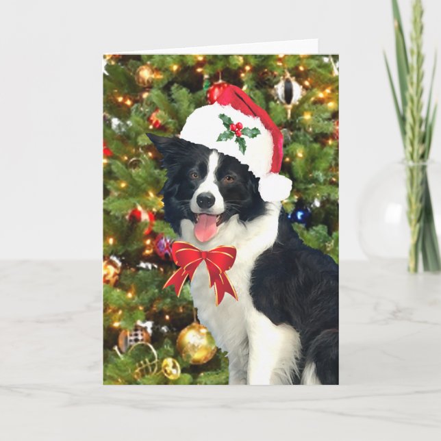 Grußkarte "Santa Pup" Feiertagskarte (Vorderseite)