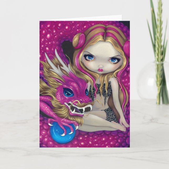 Grußkarte "Schimmernder rosa Drache" Karte (Vorderseite)