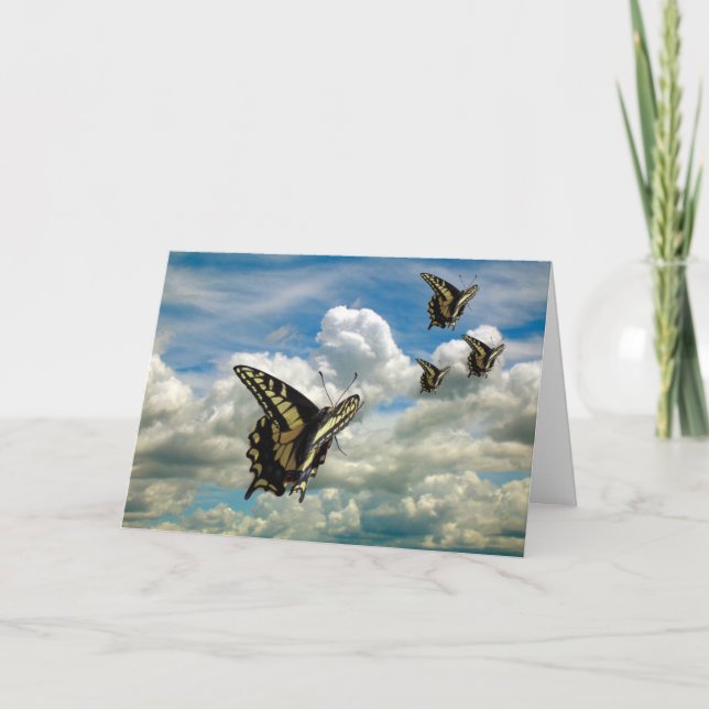 Grußkarte - Schmetterlinge in bewölktem Himmel Karte (Vorderseite)