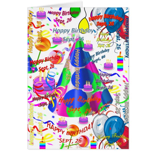 Grußkarte September, 26 Geburtstag (Vorne)