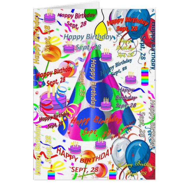 Grußkarte September, 28 Geburtstag (Vorne)