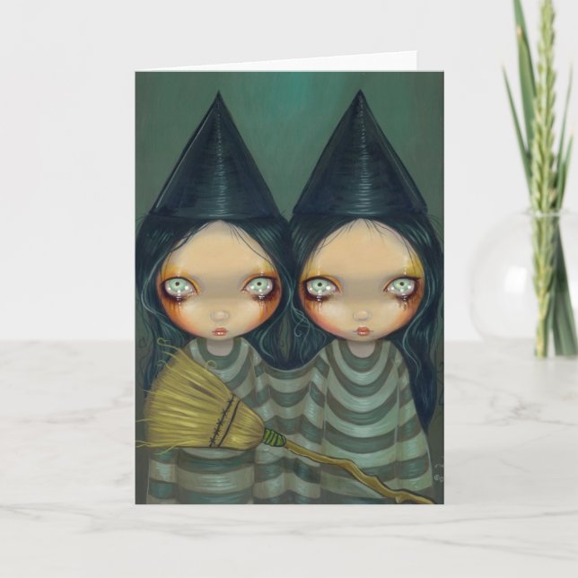 Grußkarte "Siamese Hexen Twins" Karte (Vorderseite)