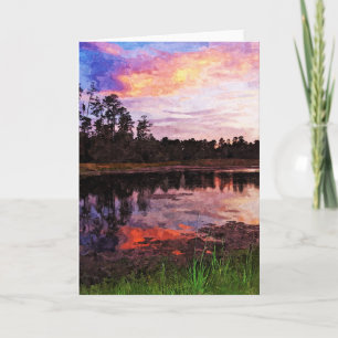 Grußkarte - Sonnenuntergang auf dem Teich Karte