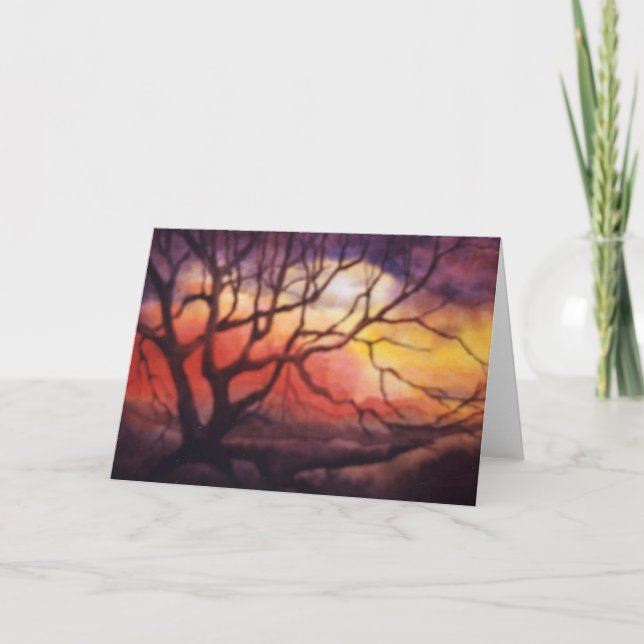 Grußkarte "Sunset Trees" für Landstraßen Karte (Vorderseite)