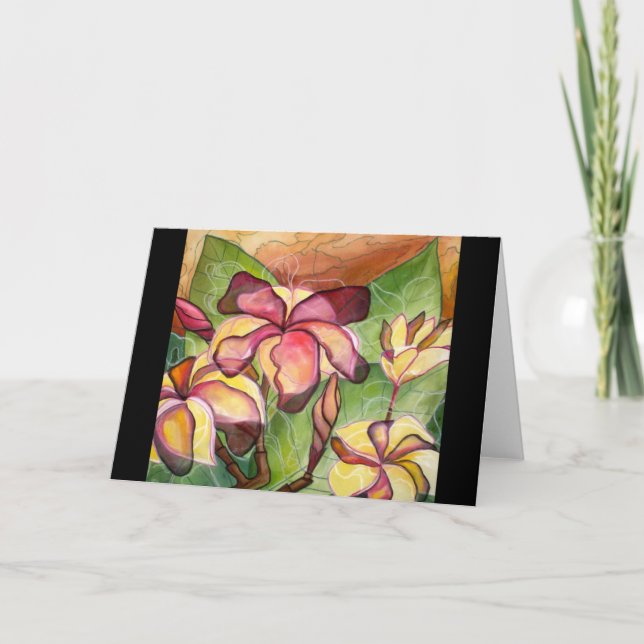 Grußkarte: "Vivian's Plumeria" Karte (Vorderseite)