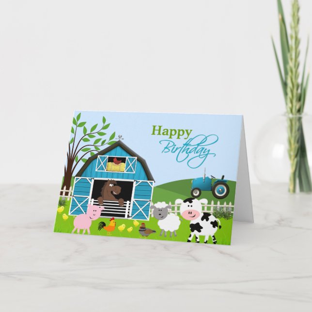 Grußkarte von Boy Barnyard Farm Animals Karte (Vorderseite)