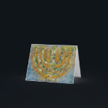 Grußkarte von Helle Menorah (Leere Innenseite) Karte<br><div class="desc">Das Original für diese Menorah ist ein gemischtes Bild,  das mit Acrylfarbe,  Modelliermasse und Papier des jüdischen Künstlers Meredith Gould erstellt wurde.</div>