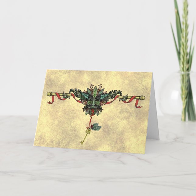 Grußkarte "Weihnachten Greenman" Feiertagskarte (Vorderseite)