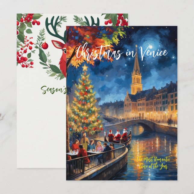 Grußkarte "Weihnachten in Venedig" Mitteilungskarte (Vorne/Hinten)