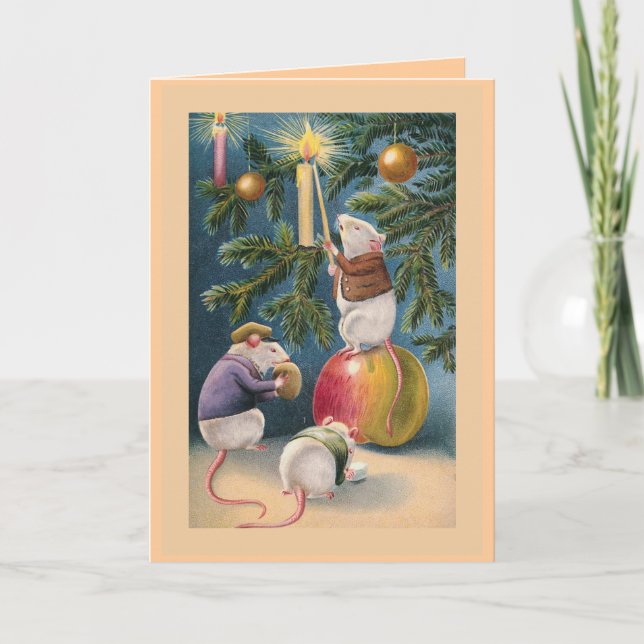Grußkarte "Weihnachtsmäuse" Feiertagskarte (Vorderseite)