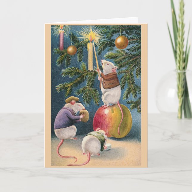 Grußkarte "Weihnachtsmäuse" Feiertagskarte (Vorderseite)