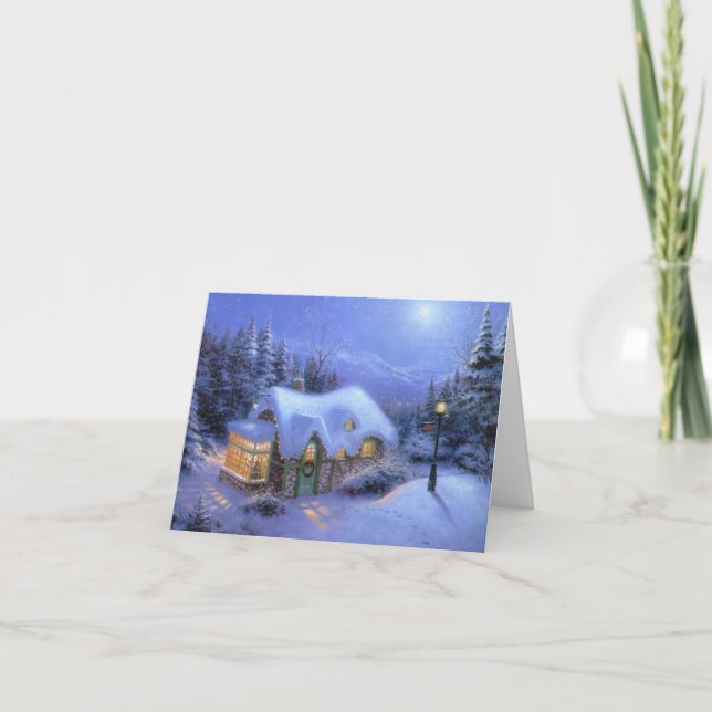 Grußkarte "Weihnachtsschneeszene" Feiertagskarte (Vorderseite)