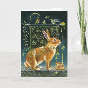 Grußkarte - Whimsical Hase und Kolibris Karte