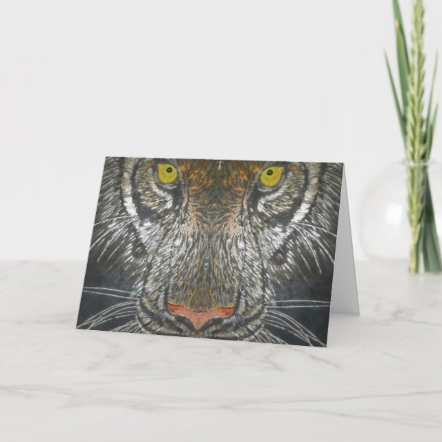 Grußkarte - Wildes Katzen-Portrait Karte (Vorderseite)