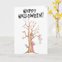Grußkarte zu Halloween-Waldtieren