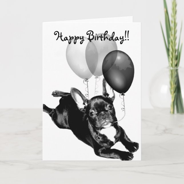 Grußkarte zum französischen Bulldog Geburtstag Karte (Vorderseite)