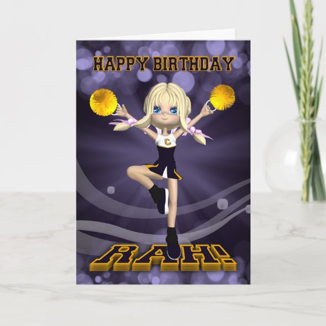 Grußkarte zum Geburtstag Cheerleader Karte (Vorderseite)