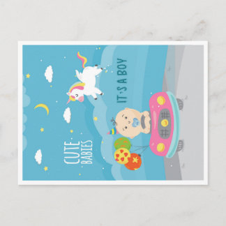 Grußkarte zur Geburt eines neuen Babyjungen Postkarte