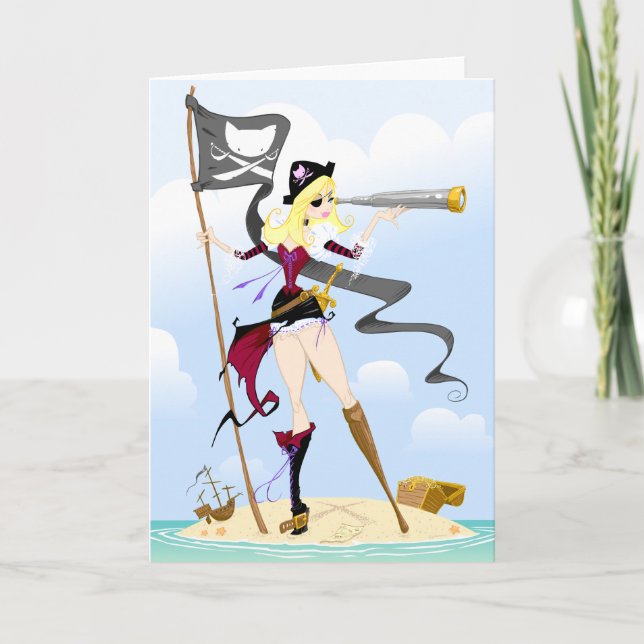 Grußkarten der niedlichen Pirate Girl Karte (Vorderseite)