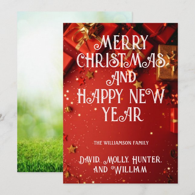Grußkarten Frohe Weihnachts-Rote Weihnachtskarte Einladung (Vorne/Hinten)