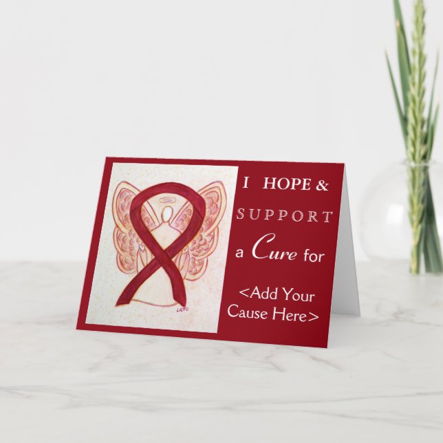 Grußkarten für Burgund Awareness Ribbon Angel Art Karte (Vorderseite)