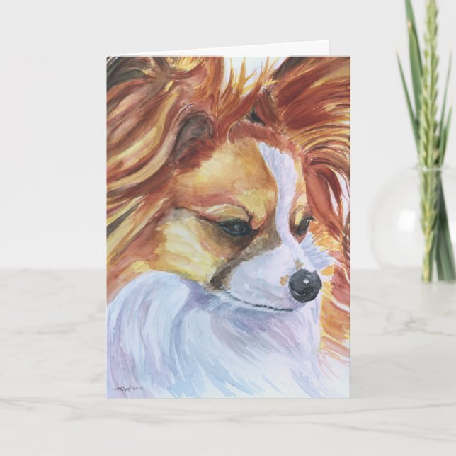 Grußkarten Papillon Hund / Notecards Karte (Vorderseite)