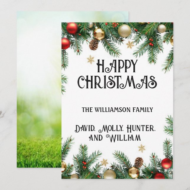 Grußkarten-Skript Frohe Weihnachtsfeiertag Feiertagskarte (Vorne/Hinten)