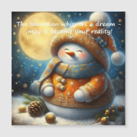 Grußmagnet mit einem niedlichen Schneemann