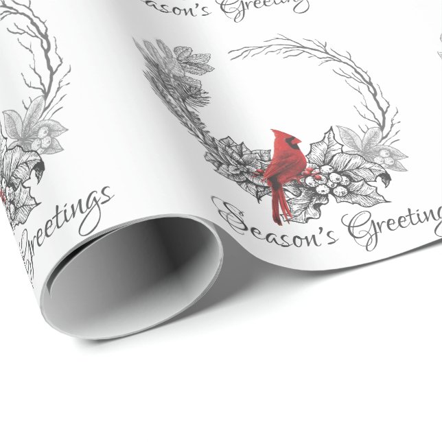 Grußurlaub in der Wreath- und Roten Vogelsaison Geschenkpapier (Rolleneckpunkt)