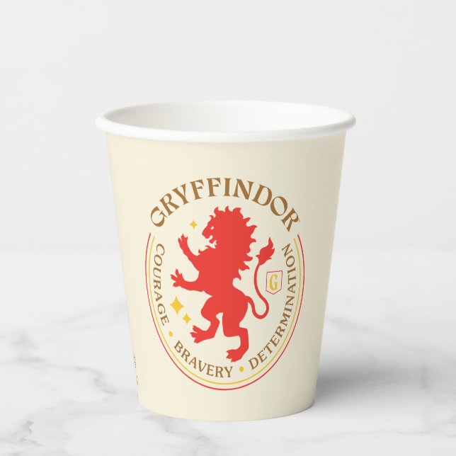 GRYFFINDOR™ Red Lion House Pride Abzeichen Pappbecher (Vorderseite)