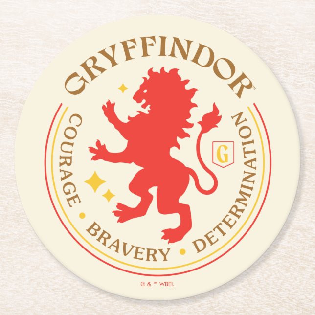 GRYFFINDOR™ Red Lion House Pride Abzeichen Runder Pappuntersetzer (Vorderseite)
