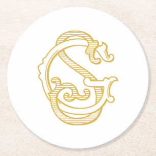 GS Monogramm- oder SG Monogram-Untersetzer Runder Pappuntersetzer