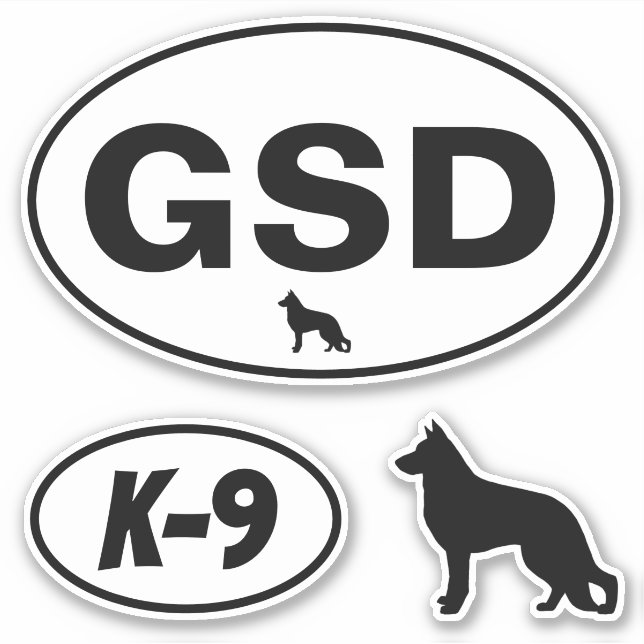 GSD German Shepherd Dog K-9 Oval Sticker Set (Vorderseite)