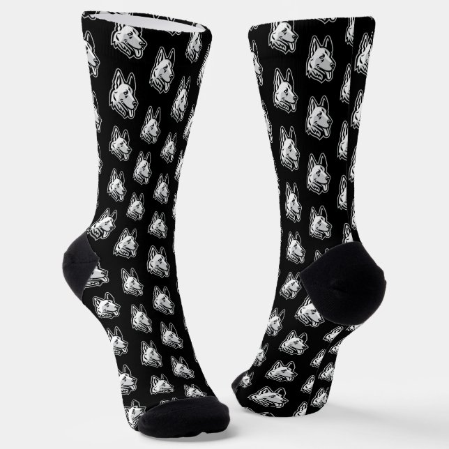 GSD German Shepherd on Black Socken (Gewinkelt)