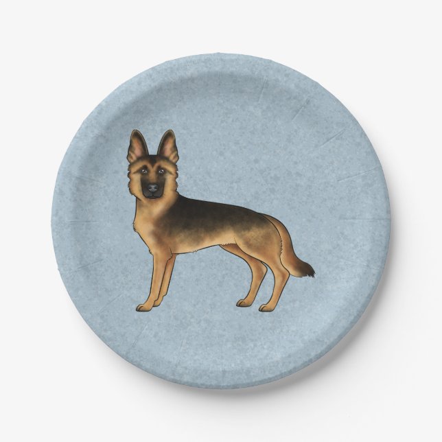 GSD-Hund für Schwarz und Tan Pappteller (Vorderseite)