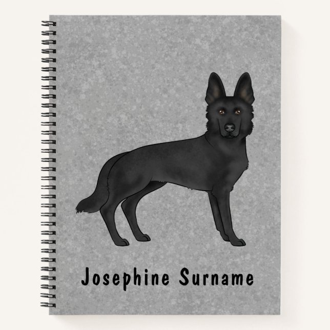 GSD-Hund für schwarze Schafe und Grauer Text Notizbuch (Vorderseite)