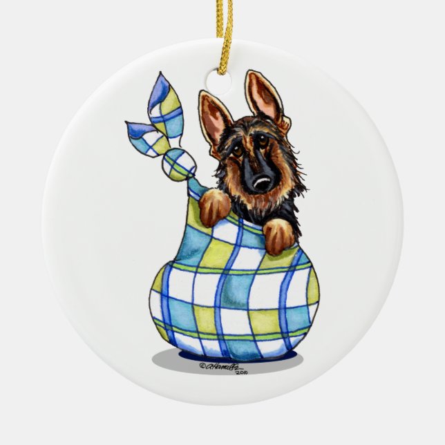 GSD Sack Welpe Erste Weihnachtsfeier Personalisier Keramik Ornament (Vorne)