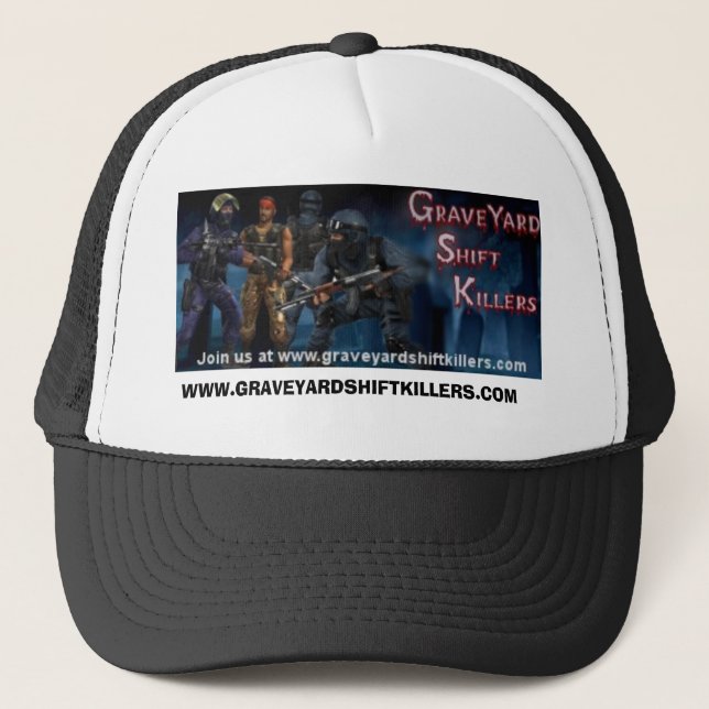gsklogo, WWW.GRAVEYARDSHIFTKILLERS.COM Truckerkappe (Vorderseite)
