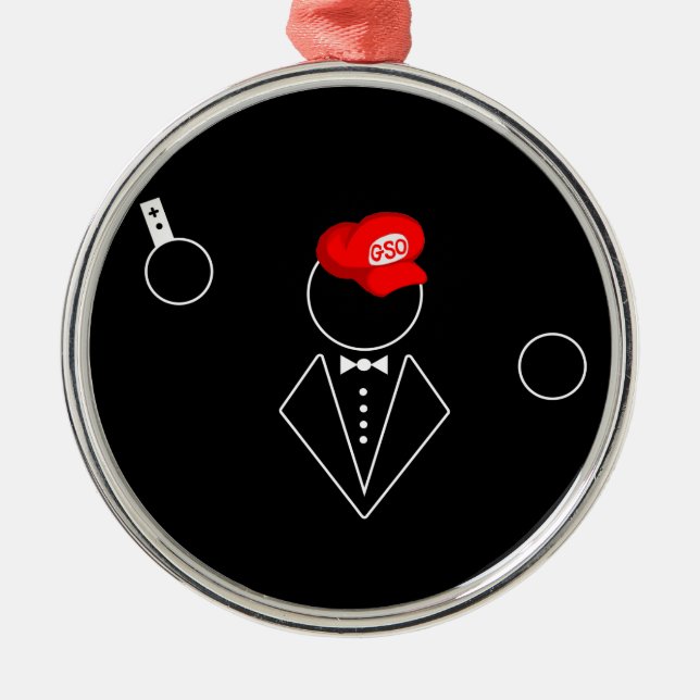 GSO Metallweihnachtsverzierung Silbernes Ornament (Vorne)