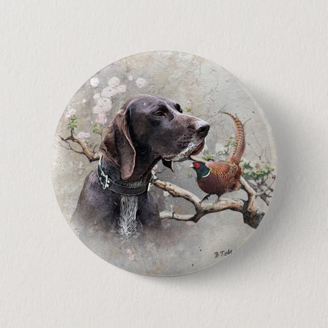 GSP Hunting Art – Precision, Passion, and Pheasant Button (Vorderseite)