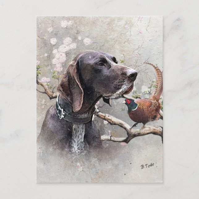 GSP Hunting Art – Precision, Passion, and Pheasant Postkarte (Vorderseite)