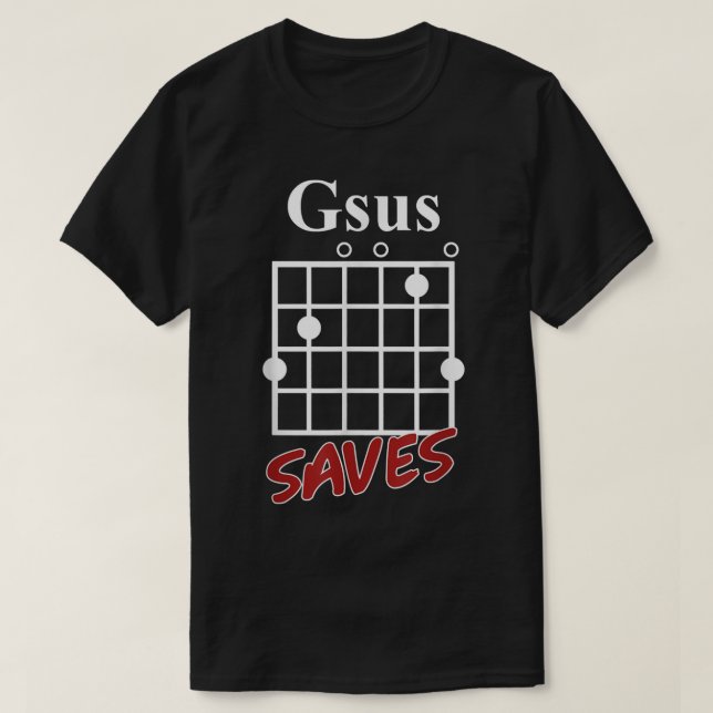 Gsus Gitarre Rette lustige Geschenke 975 T-Shirt (Design vorne)