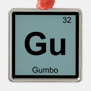 Gu - Gumbo Chemie: Regelmäßiges Tabellensymbol Silbernes Ornament