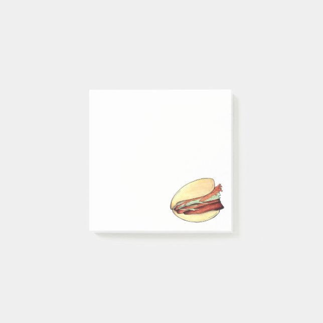 Gua Bao Pork Belly Bun Chinesisch taiwanisches Ess Post-it Klebezettel (Vorderseite)