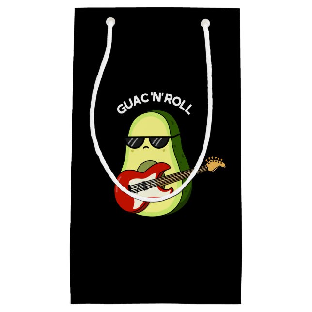 Guac and Roll Funny Avocado Pun Dark BG Kleine Geschenktüte (Vorderseite)