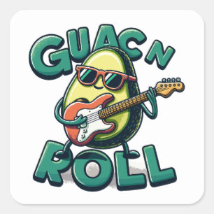 Guac N Roll Rock and Roll Guac and Roll Quadratischer Aufkleber